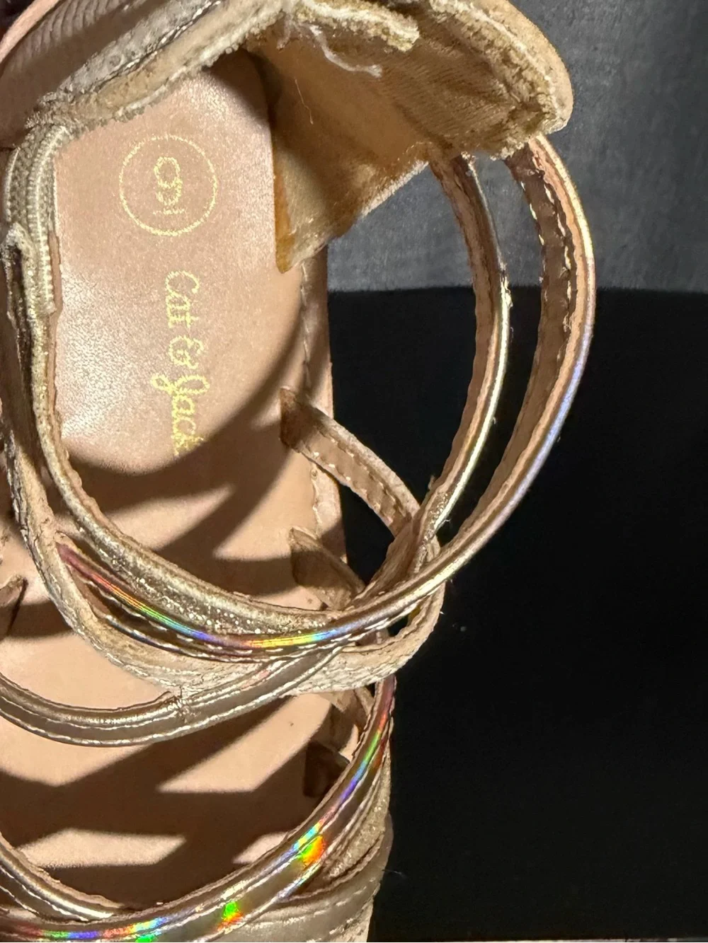 Cat & Jack Girls' Nude Sandals with Holographic Straps